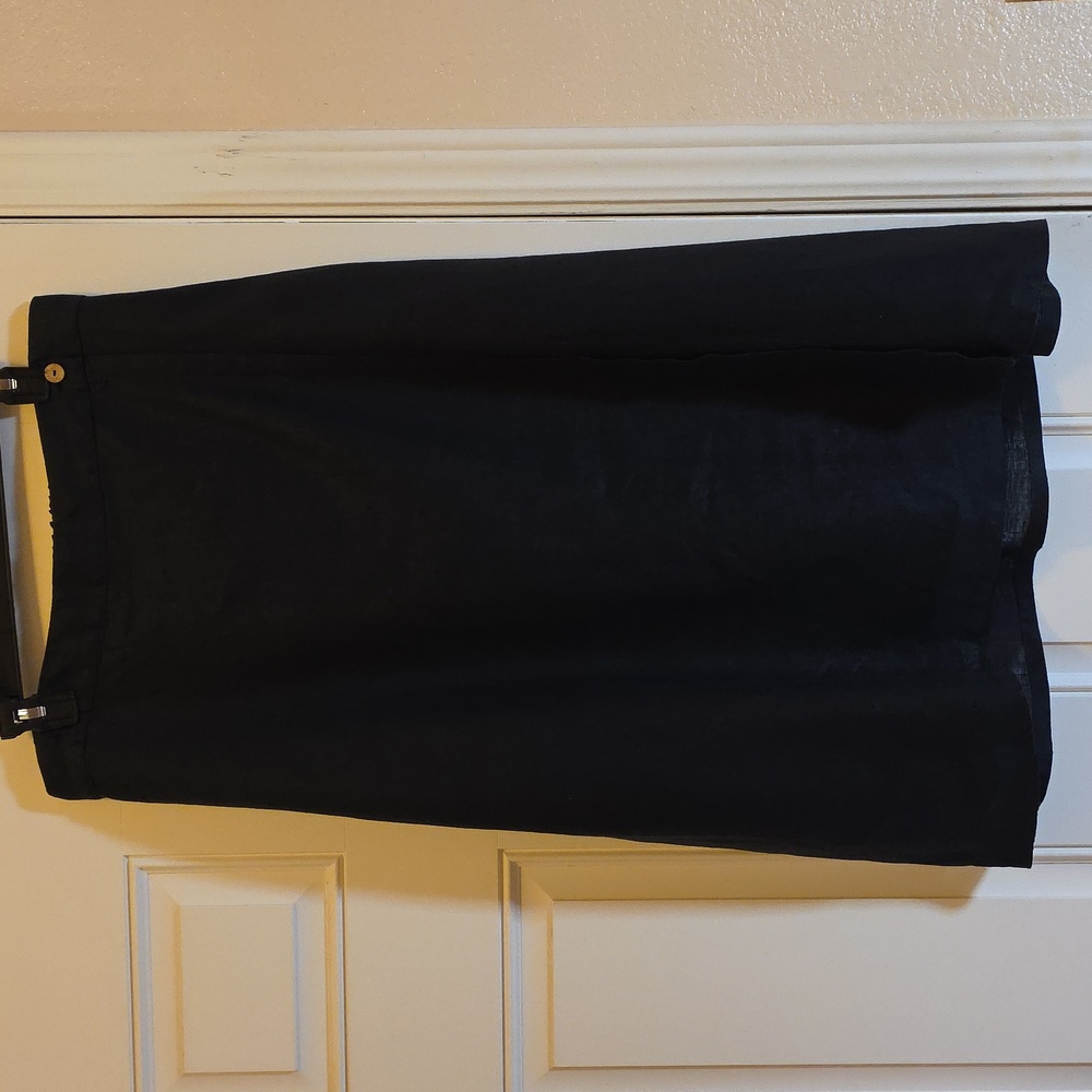 Reistor Black A-Line Sustainable Linen Overlap Midi Skirt - Large NWT - Picture 9 of 16